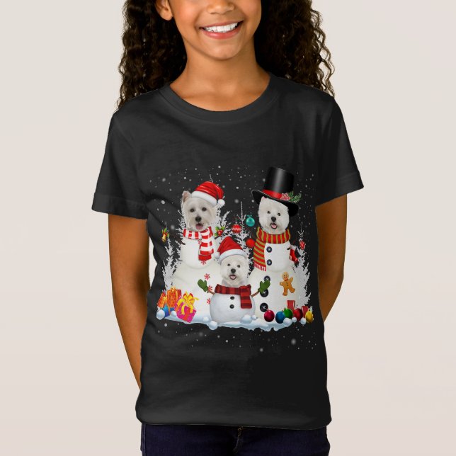 Camiseta Navidades de Snowman iluminan Santa Dog Xmas Paj (Anverso)
