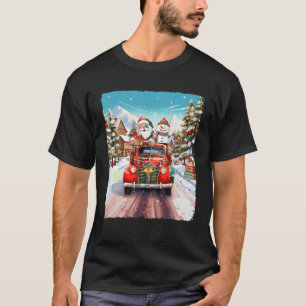 Camiseta Navidades de Snowman Santa Claus Red Truck Vibes n