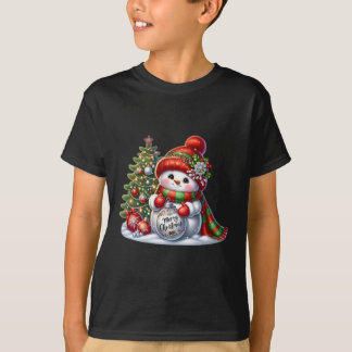 Camiseta Navidades de Snowman y Tree Applishi