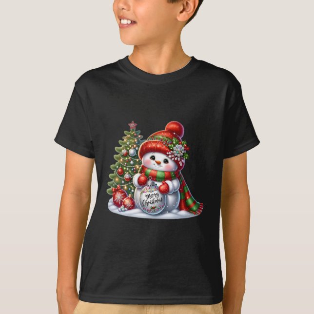 Camiseta Navidades de Snowman y Tree Applishi (Anverso)