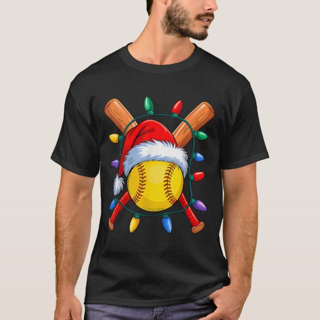 Camiseta Navidades de Softball Navidad Gorra de Santa Srts  (Anverso)