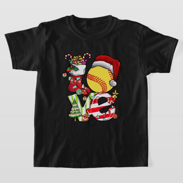 Camiseta Navidades de softbol de amor Chicas de Santa Hat (Distribución)