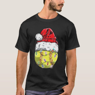 Camiseta Navidades de Softbol Santa Hat Funny Softball Xmas