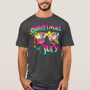 Camiseta Navidades De Sombrero De Flamingo Rosado En Julio