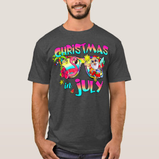 Camiseta Navidades De Sombrero De Flamingo Rosado En Julio