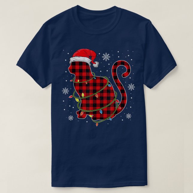 Camiseta Navidades de Sombrero de Sombrero de Gato Rojo Fam (Diseño del anverso)