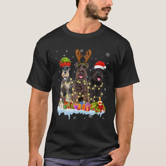Camiseta Navidades de Sombrero Santa Cañones de Schnauzer L (Anverso)