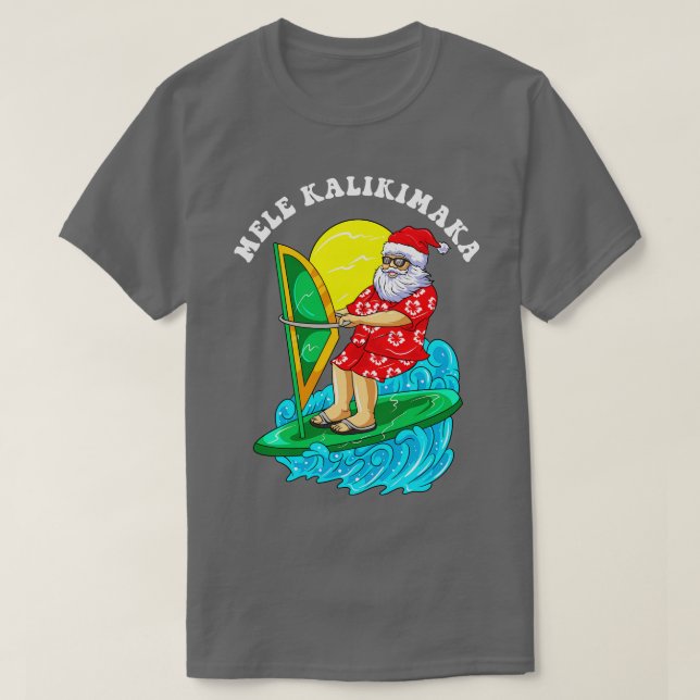 Camiseta Navidades De Surf De Mele Kalikimaka Santa En Ju (Diseño del anverso)