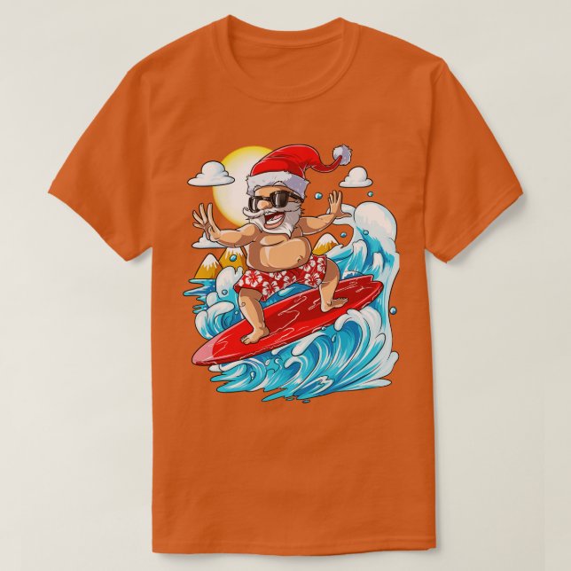Camiseta Navidades de surf de Santa Hawái - Summer Surf Haw (Diseño del anverso)