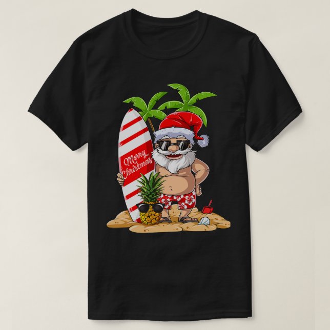 Camiseta Navidades de surf de Santa Hawái - Summer Surf Haw (Diseño del anverso)