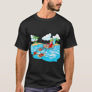 Camiseta Navidades de surf de Sea Turtle Sleigh Santa Beach