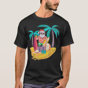 Camiseta Navidades de surf de verano en Santa Tropical de H