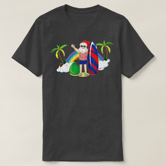Camiseta Navidades De Surf Santa En Julio Tropical Be (Diseño del anverso)