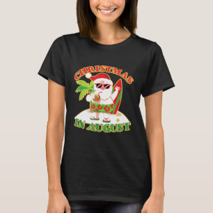 Camiseta Navidades De Surfboard De Santa On Beach En Agosto
