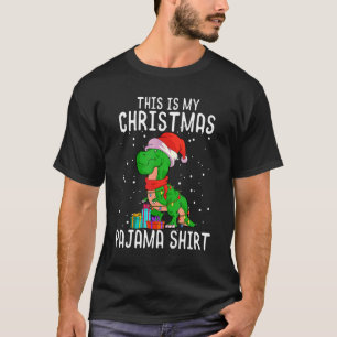Camiseta Navidades de T Rex Dino Pajama Dino Santa Hat