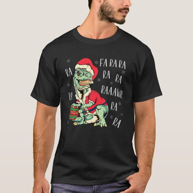 Camiseta Navidades de T Rex Fa Ra Ra Ra Ra Rawr Dinosaur Sa (Anverso)