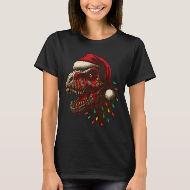 Camiseta Navidades de T-Rex Santa Dinosaur (Anverso)