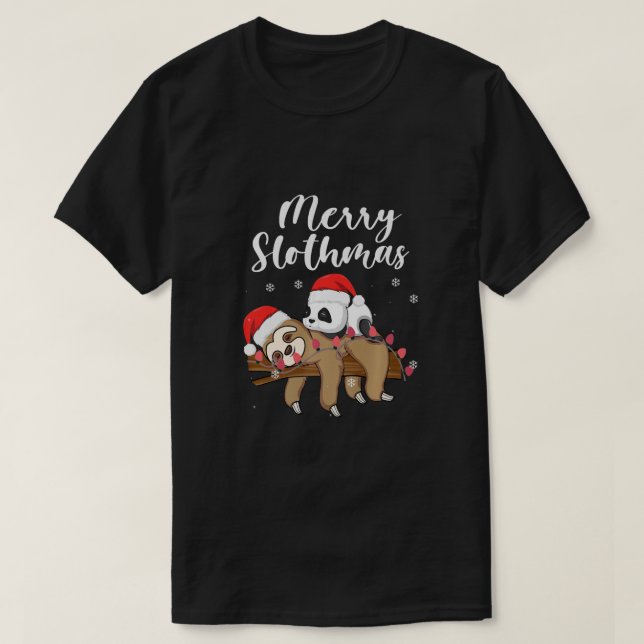 Camiseta Navidades de té de Feliz Slothmas Pajama por Sloth (Diseño del anverso)