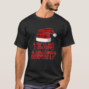 Camiseta Navidades de Team Naughty Santa Red Plaid Claus Pa
