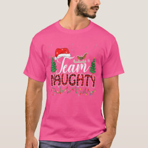 Camiseta Navidades de Team Naughty Santa Red Plaid Claus Pa
