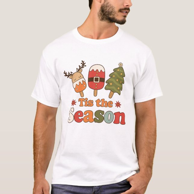 Camiseta Navidades de temporada de Retro celebran fiesta (Anverso)
