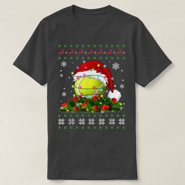 Camiseta Navidades de tenis suéteres feos Pajama enciende d (Diseño del anverso)