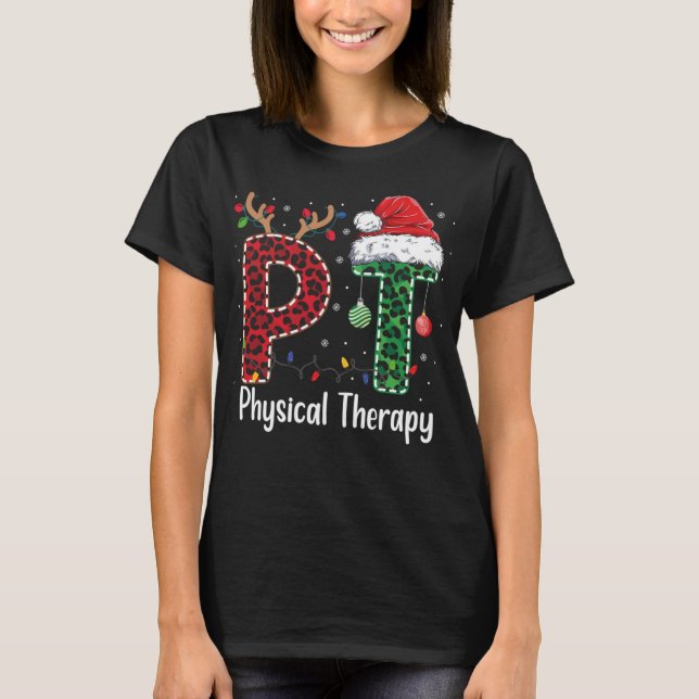 Camiseta Navidades de Terapia Física santa hat PT Therapist (Anverso)