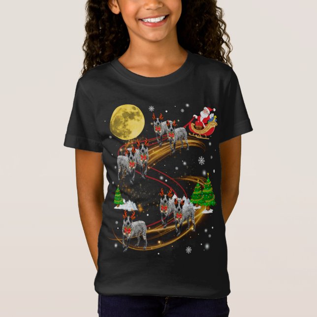 Camiseta Navidades de Texas Heeler Reindeer montan en Santa (Anverso)