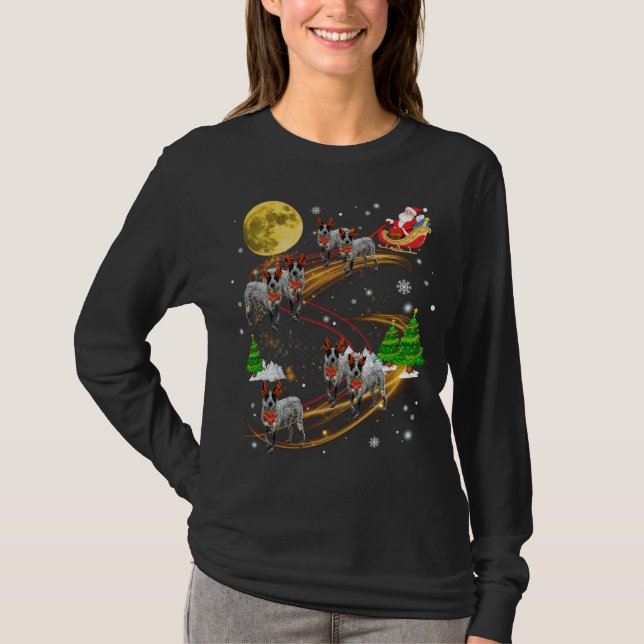 Camiseta Navidades de Texas Heeler Reindeer montan en Santa (Anverso)