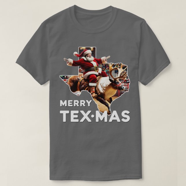Camiseta Navidades de Texas y Santa Reindeer Rodeo (Diseño del anverso)