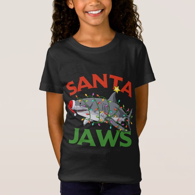 Camiseta Navidades de tiburones de Santa Jaws iluminan Navi (Anverso)