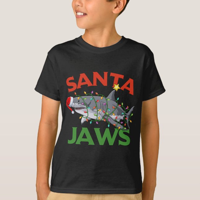 Camiseta Navidades de tiburones de Santa Jaws iluminan Navi (Anverso)