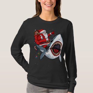 Camiseta Navidades de tiburones en Santa Riding Pajama Cute
