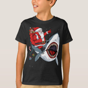 Camiseta Navidades de tiburones en Santa Riding Pajama Cute