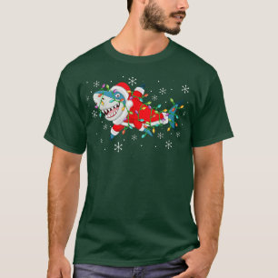 Camiseta Navidades de tiburones iluminan Navidad de Santa T