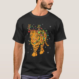 Camiseta Navidades de tigres Gorras de renos encendidos en 