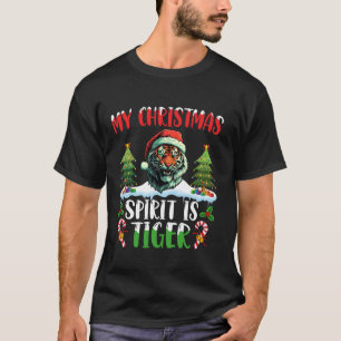 Camiseta Navidades de tigres Santa Hat Navidad Mi espíritu