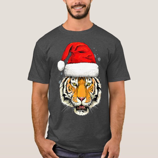 Camiseta Navidades de tigres Santa Hat Xmas Regalos Niños (Anverso)