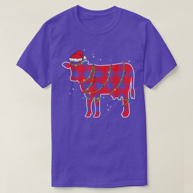Camiseta Navidades de toros de vacas rojas iluminan diverti (Diseño del anverso)