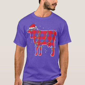 Camiseta Navidades de toros de vacas rojas iluminan diverti