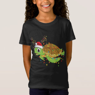 Camiseta Navidades de tortugas marinas iluminan divertida m