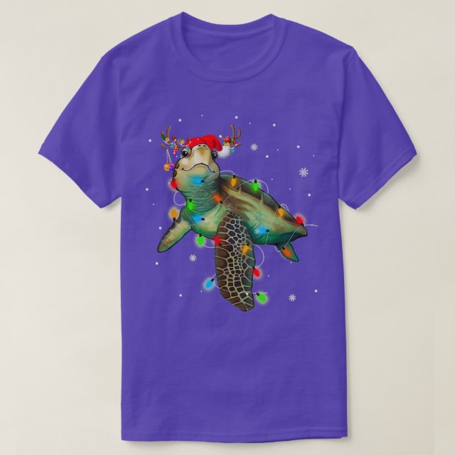Camiseta Navidades de tortugas marinas iluminan divertida m (Diseño del anverso)