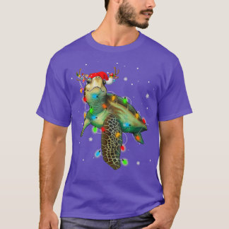 Camiseta Navidades de tortugas marinas iluminan divertida m