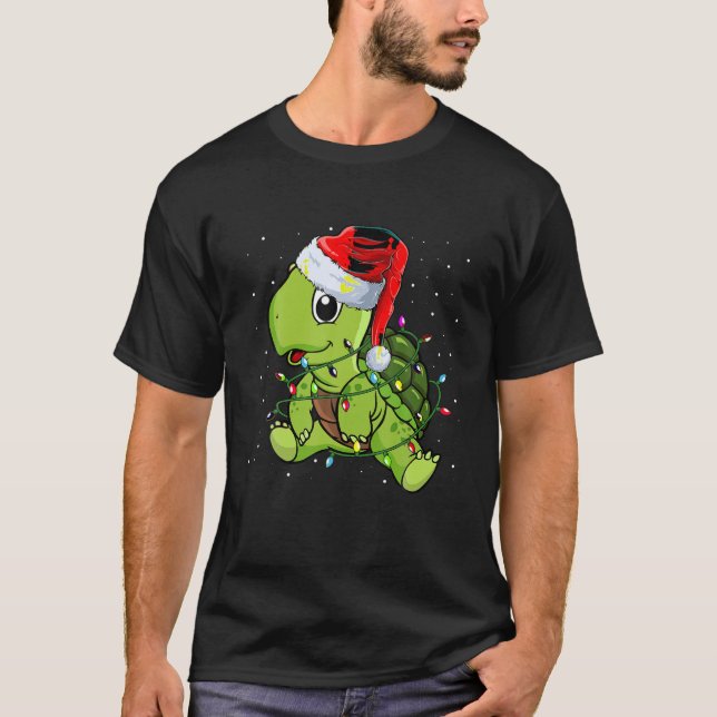 Camiseta Navidades de tortugas marinas iluminan divertida m (Anverso)