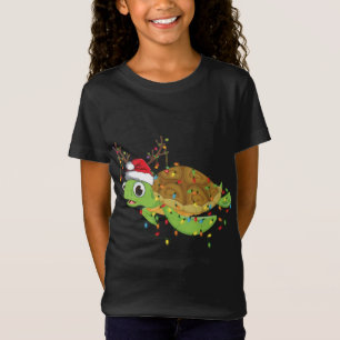 Camiseta Navidades de tortugas marinas iluminan divertida m