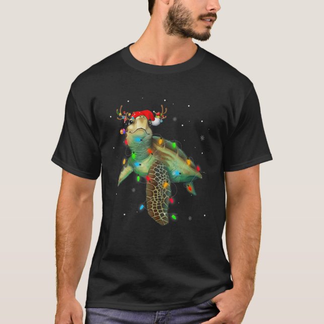 Camiseta Navidades de tortugas marinas iluminan divertida m (Anverso)