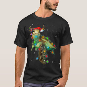 Camiseta Navidades de tortugas marinas iluminan divertida m