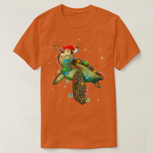 Camiseta Navidades de tortugas marinas iluminan divertida m (Diseño del anverso)