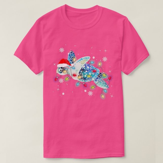 Camiseta Navidades de tortugas marinas iluminan divertida m (Diseño del anverso)