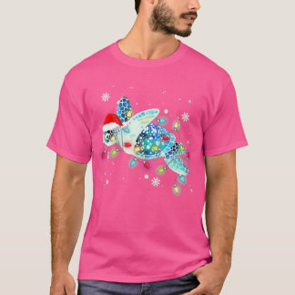 Camiseta Navidades de tortugas marinas iluminan divertida m
